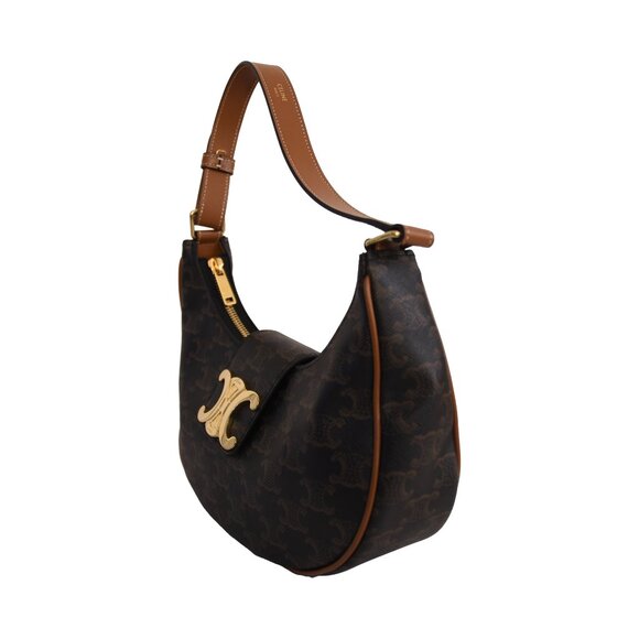 Celine Medium Ava Triomphe Canvas Calfskin Shoulder Bag Tan main image 2